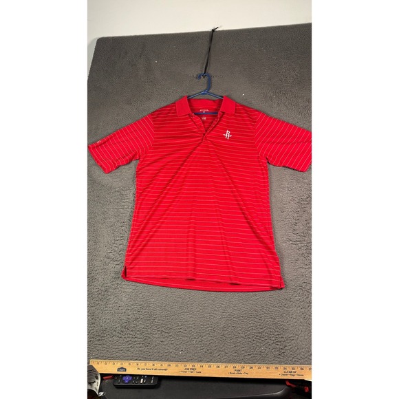 Antigua Houston Rockets Polo Shirt Striped‎ NBA Basketball Mens Large - Picture 1 of 8